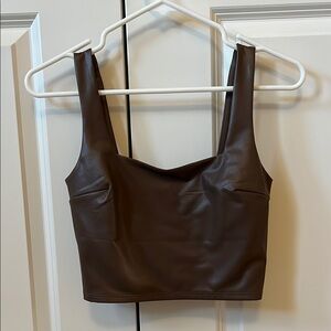 Brown Faux Leather Crop Top